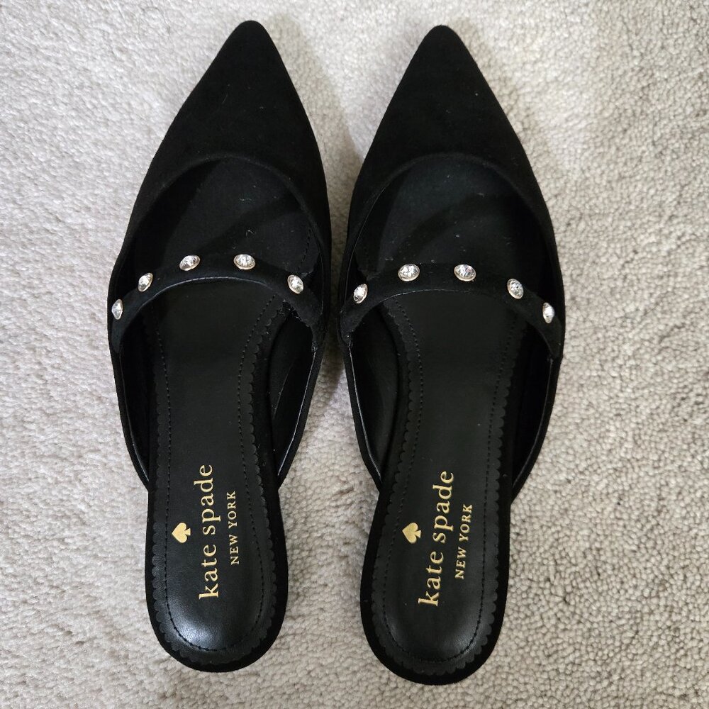 NEW Kate Spade Irina Black Suede Mules Size 6B